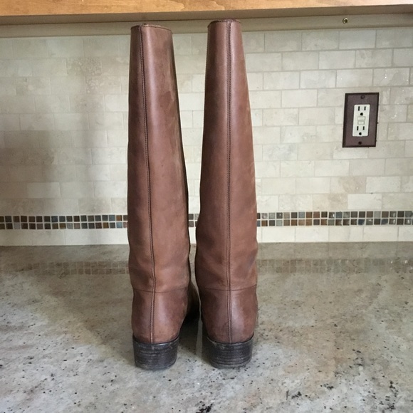 Vintage Salvatore Ferragamo Brown Distressed Leather Tall Riding Boots - Picture 4 of 16